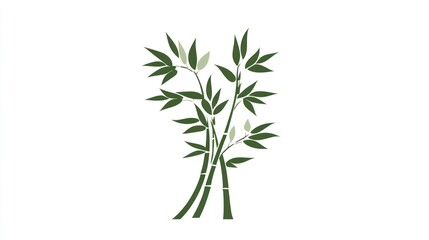 Fototapeta premium Elegant Bamboo Illustration with Green Leaves and Stalks for Nature Design and Decorative Pur