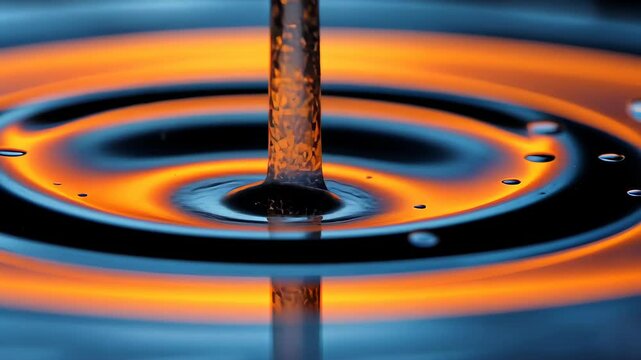 Liquid Dynamics: An abstract, macro shot captures the fluid elegance of a liquid stream, creating ripples that dance with the light, forming a mesmerizing concentric pattern.