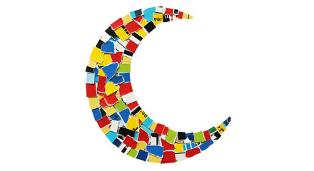 Crescent moon made of paper pieces