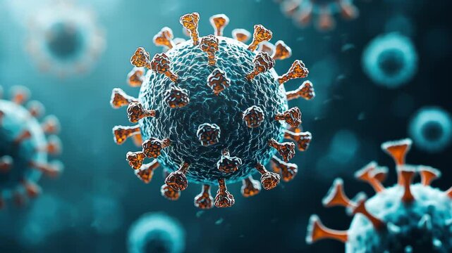 Microscopic Menace: A highly detailed and artistic rendering of a coronavirus particle, showcasing its intricate structure, serves as a potent visual metaphor for the ongoing global health crisis.