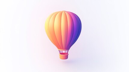 Fototapeta premium Colorful Hot Air Balloon Floating in the Sky Gradient Design 3D Illustration Adventure Trave