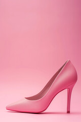 Pink high heel shoe on pastel background