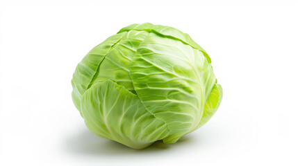 Fototapeta premium A fresh and vibrant cabbage, perfectly shaped and colored, showcased against a clean white backdrop.
