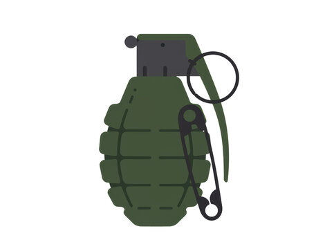 green grenade with pin, black ring, white background clip art preview