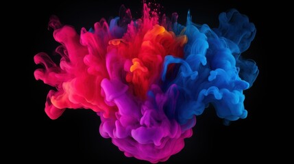 Experience the vibrant burst of CMYK colored holi paint powder, showcasing the lively essence of printing and creativity.