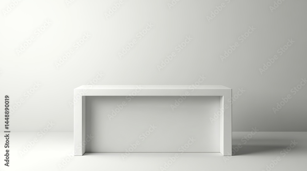 Aufkleber clean minimalist white product display table studio mockup scene modern empty shelf simple elegant s