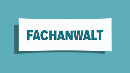 Fachanwalt (Specialist lawyer) - A card isolated on light green background.