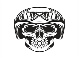 skull vector art logo design black and white illustration