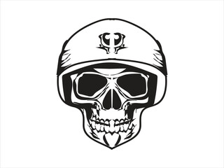 skull vector art logo design black and white illustration