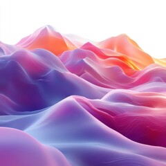 Fototapeta premium Abstract Mountain Landscape with Gradient of Violet Orange and Red Hues in a Stylized Pixelated Art Style Digital Artwork