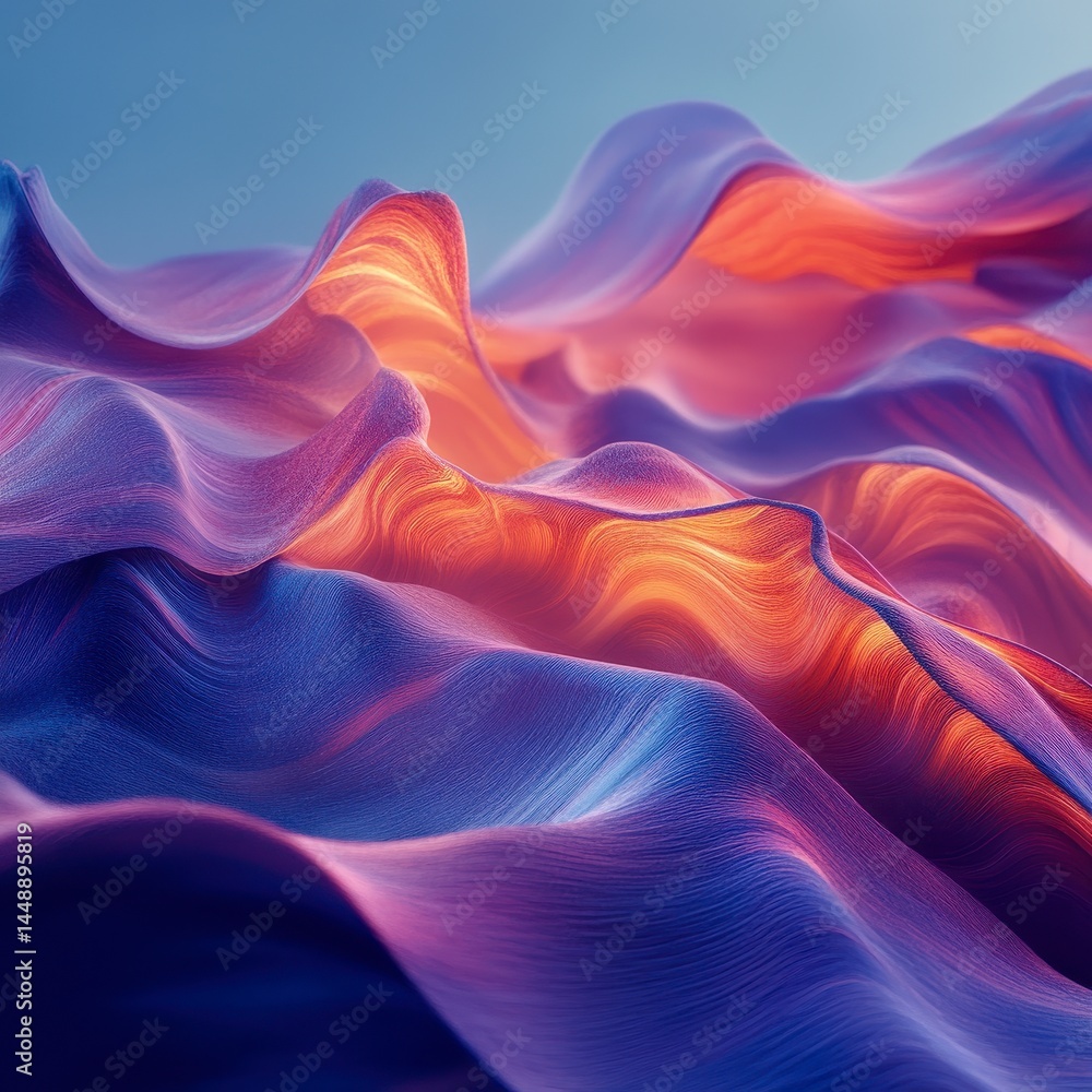 Aufkleber abstract wavy texture with gradient background in purple and orange for modern design and decoration