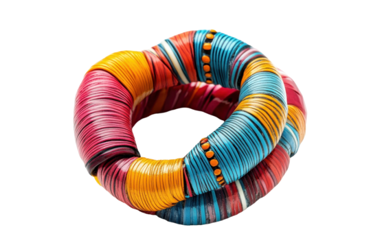 Vibrant silk scarf in swirling rainbow patterns against a transparent background showcasing rich colors and smooth textures