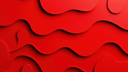 Abstract red layered surface design with wavy patterns.