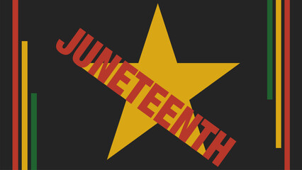 Juneteenth vector banner with lines and shapes in the colours of Pan-African flag