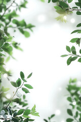 Fototapeta premium Botanical background with green leaves and blurred light
