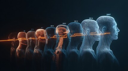 Human Head Evolution Concept with Futuristic Elements