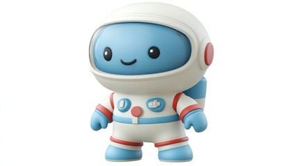 Fototapeta premium Cute Astronaut Cartoon Character 3D Render Space Childrens Illustration