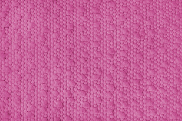 Texture of pink carpet fabric with large coarse textured weaving. Surface, structure of upholstery or rug material, cloth background close up, macro.