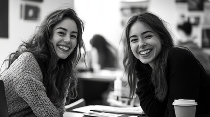 Fototapeta premium two young women sitting in a cafe