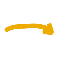 black and yellow Hand-draw brush arrows with doodle marks. Flat vector illustration isolated on white background.