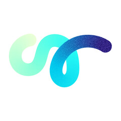 Fototapeta premium Abstract fluid gradient shape with 3D liquid brush strokes, blurred neon waves, holographic color blend design. Flat vector illustration isolated on white background.