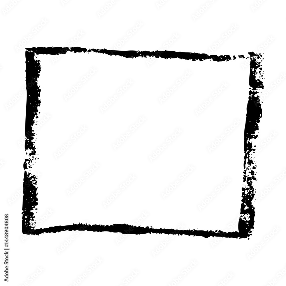 Poster hand-drawn rectangular frame with rough brush strokes, sketchy pencil and chalk outline, scribbled s