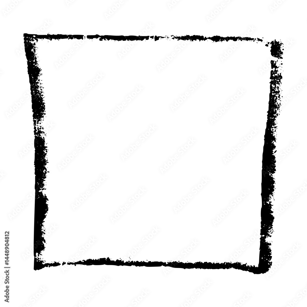 Aufkleber hand-drawn rectangular frame with rough brush strokes, sketchy pencil and chalk outline, scribbled s