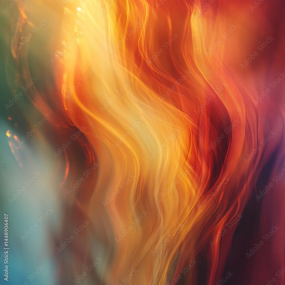 Aufkleber abstract wavy background with fire like hues of orange and yellow tones and light streaks creates a 