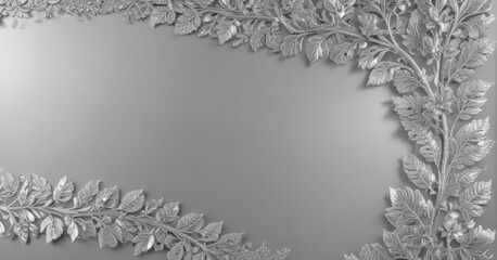 Silver leaf lace border, shimmering metallic backdrop,  luxury,  decor,  border