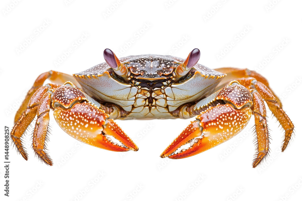 Poster Crab with distinctive claws and detailed shell features on a transparent background ready for culinary presentation or artistic use