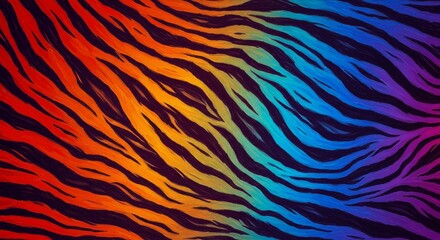 Vibrant Rainbow Tiger Stripes Pattern Colorful Animal Print Texture Background