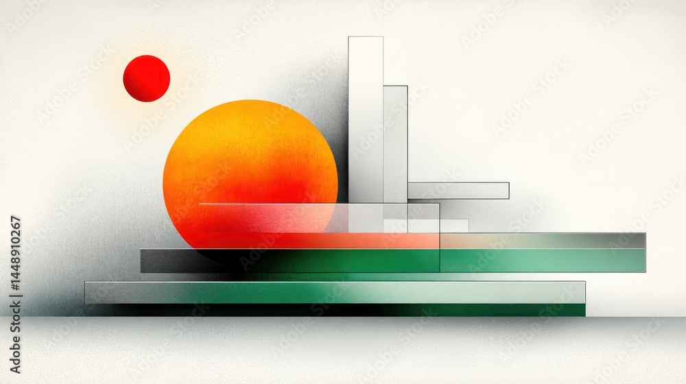 Poster abstract geometric composition with celestial elements