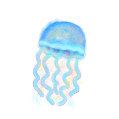 Bioluminescent jellyfish painted isolated