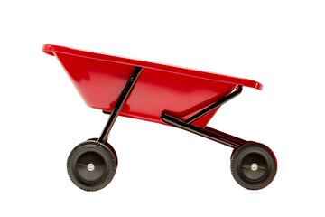 Red Wheelbarrow Garden Tool Isolated Black Background cart farm duty work metal rusty heavy wheels  