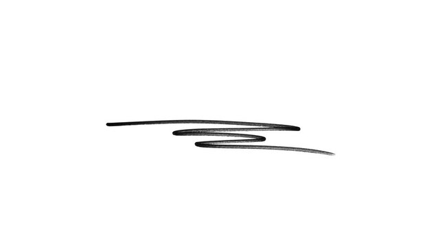 Hand-drawn Black underline highlighter animation, sketching elements on a transparent background.