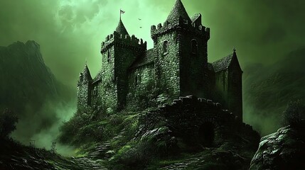Dark medieval castle illustration