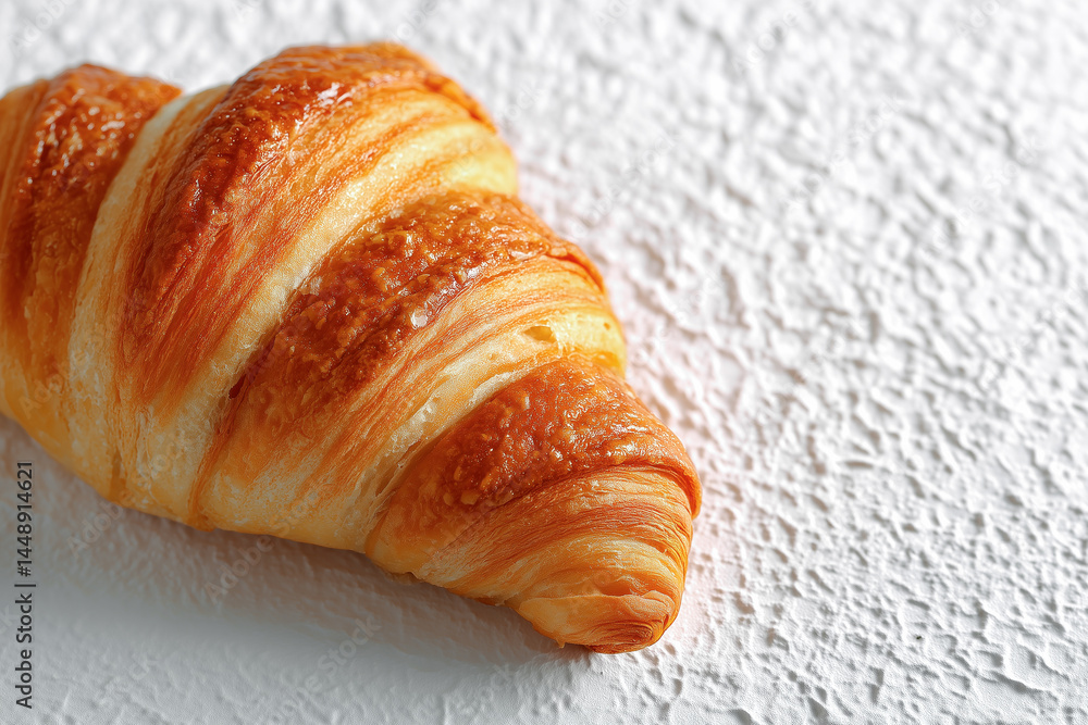 Aufkleber flaky croissant displayed with detailed texture on smooth white background. clean setting highlighti