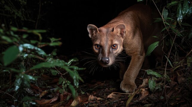 Fossa Stares Out of the Jungle Night