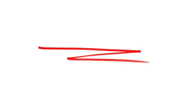 Hand-drawn Red underline highlighter animation, sketching elements on a transparent background.