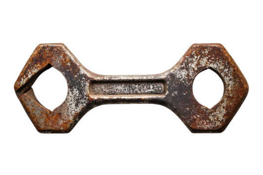 Rusty Old Double Ended Wrench Metal Tool Isolated Black Background grey brown image photo repair    