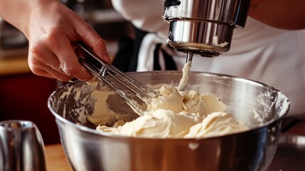Close-up of Skilled Pastry Chef's Hands Preparing Pastry