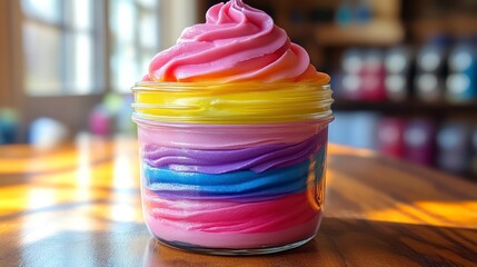 Rainbow Slime in a Jar Vibrant Colors for Crafting and Fun Activities