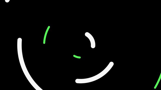 Looped neon green and white alternating circular swoosh transition motion graphics