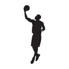 Basketball player silhouette shooting hoop sport athletic competition action game vector illustration design