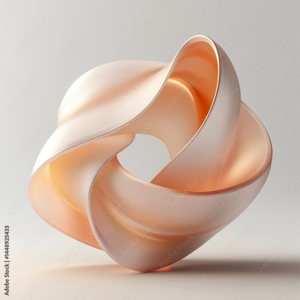 Aufkleber abstract beige mobius strip in 3d rendering on neutral background with smooth curves and spherical g