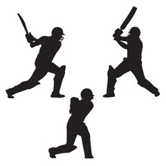 Cricket player silhouette vector illustration for sports design and athletic competition visuals isolated