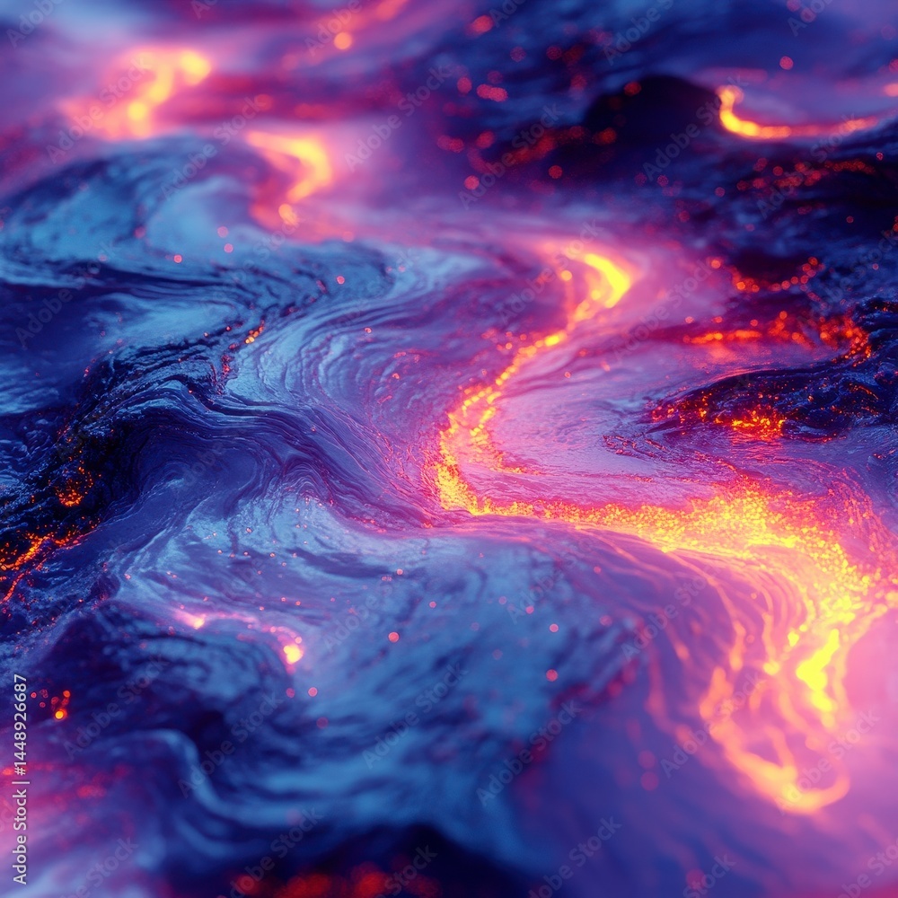 Poster abstract swirling texture with blue purple and orange hues a dynamic and vibrant background with a c