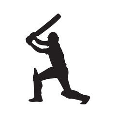 Cricket player silhouette vector illustration for sports design and team logo with bat and helmet design
