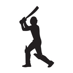 Cricket batsman silhouette vector illustration for sports design and athletic performance visuals use case