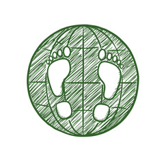 Eco Footprint Symbol Sketch Outline Icon, Green Hand Drawn Vector. Environmental Awareness Concept. Graphic Asset, Eco Design, Education
